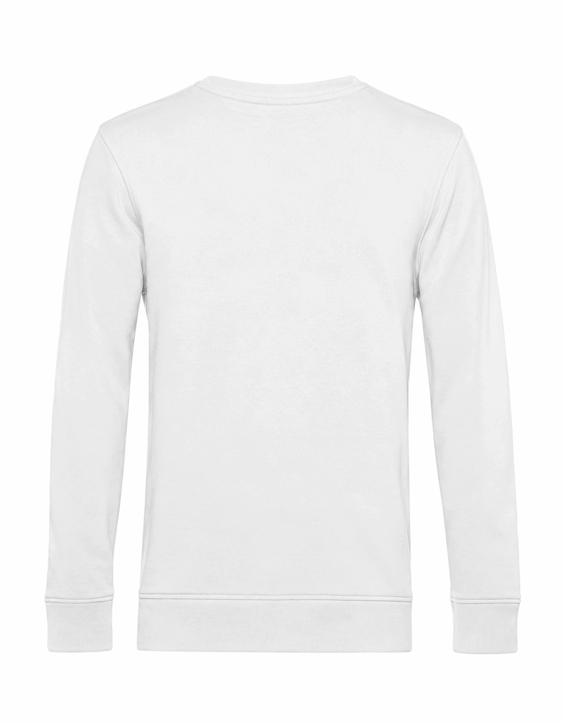 Indicatieve mock-up van het achteraanzicht van een B&C Inspire Crew Neck sweater